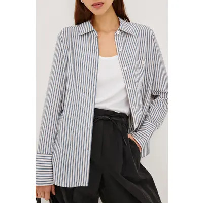 Rails Beck Striped Button-Up Shirt in Ivory Steel Blue Stripe at Nordstrom, Size Xx-Large | Nordstrom