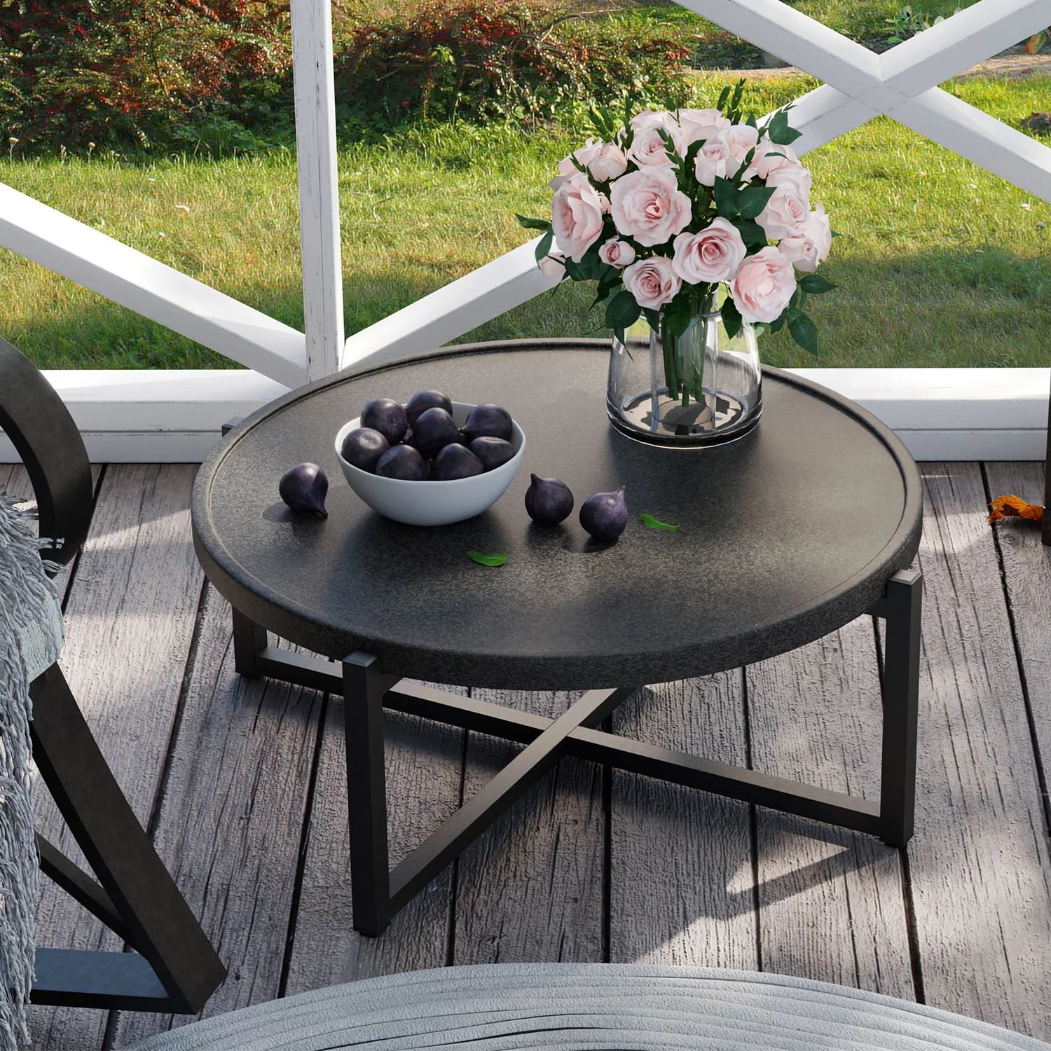 COSIEST Outdoor Dark Grey Coffee Table, 31.5" W x 12" H Round Top | Walmart (US)