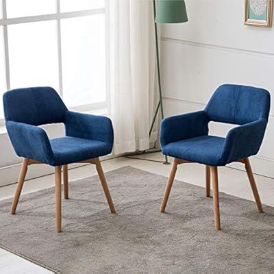 Lansen Furniture (Set of 2) Modern Living Dining Room Accent Arm Chairs Club Guest with Solid Woo... | Amazon (US)