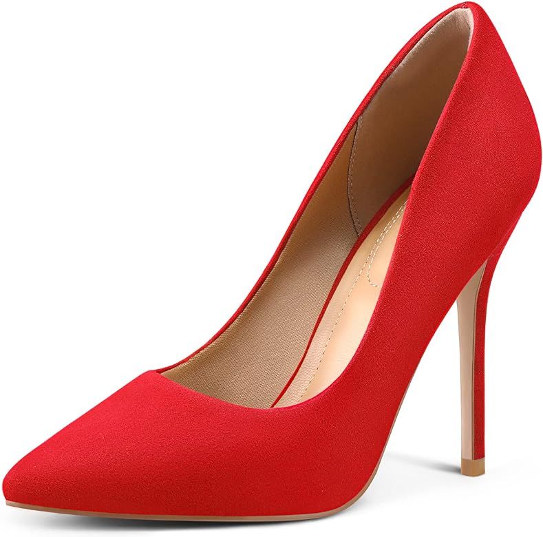 mysoft Women's High Heels Pumps Closed Pointed Toe Stiletto 4IN Heels Dress Wedding Shoes | Amazon (US)