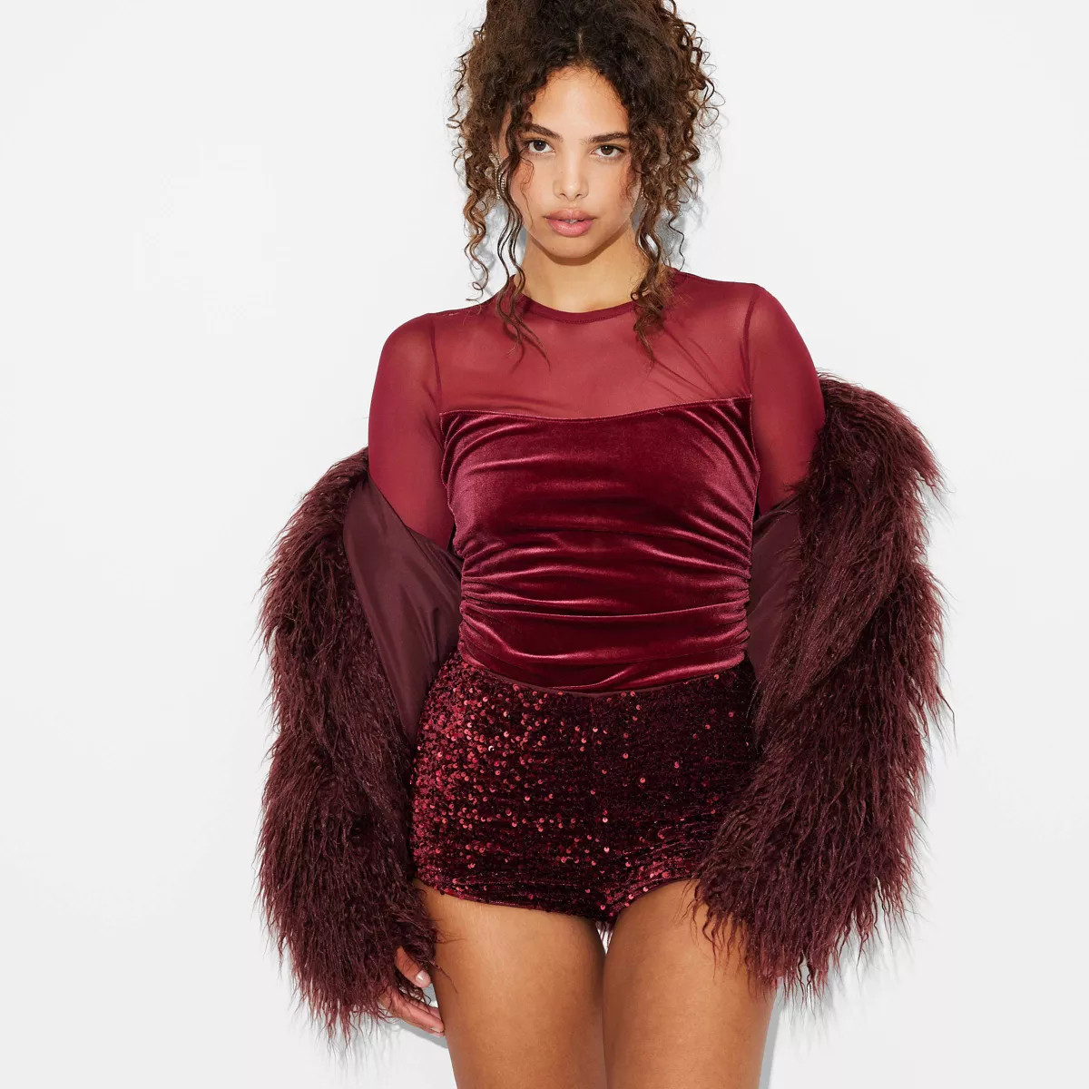 Women's Mid-Rise Sequin Velvet Micro Hot Shorts - Wild Fable™ | Target