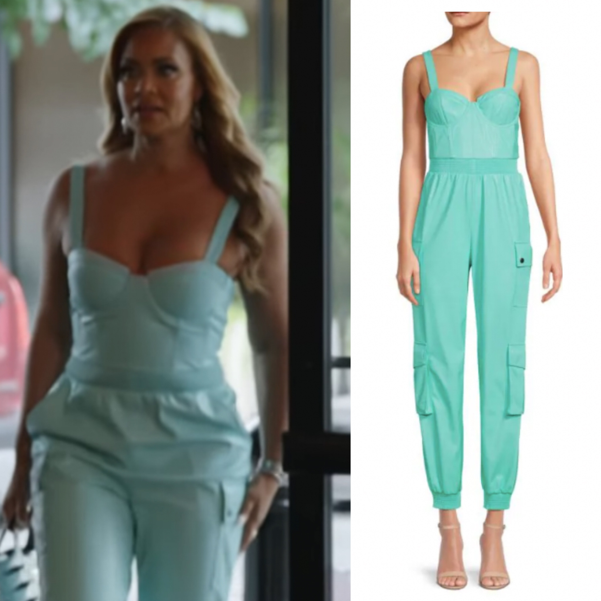 Gizelle Bryant’s Aqua Leather Jumpsuit