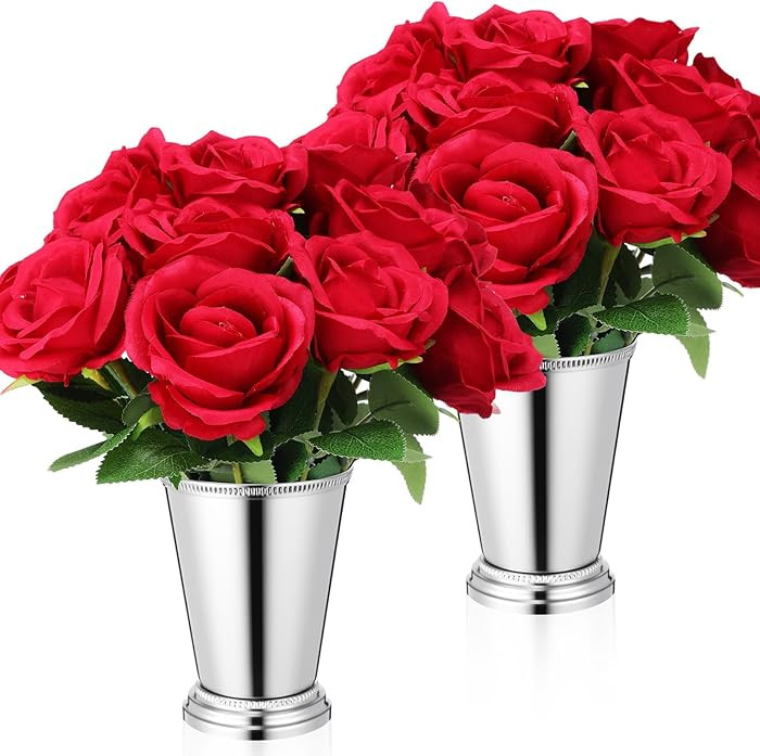 Roshtia 14 Pcs Derby Day Party Decorations Roses Centerpieces Mint Julep Cup for Horse Racing Par... | Amazon (US)