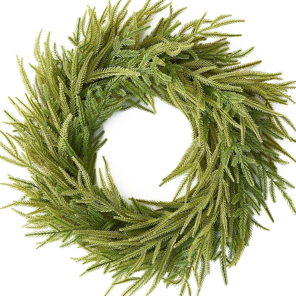 Christmas Wreath - 24 inch Artificial Wreath for Front Door - Cedar Wreath for Indoor Outdoor Far... | Amazon (US)