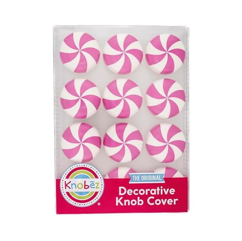 Knobēz Red Peppermint Decorative Knob Covers Package of 12 (Pink) | Amazon (US)