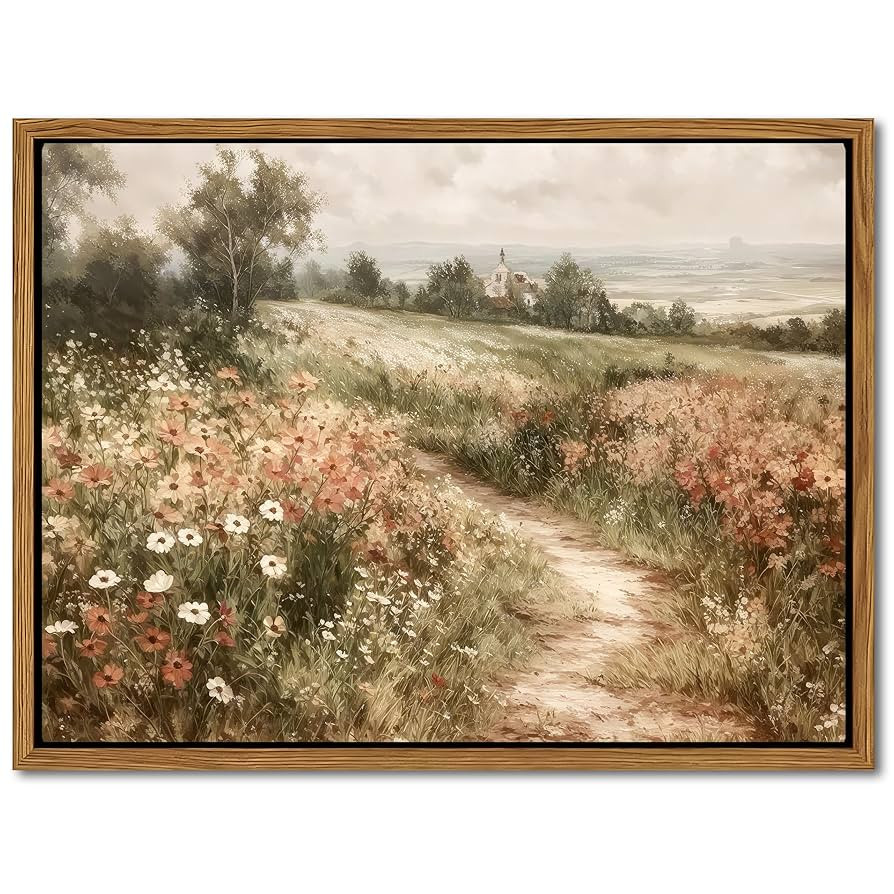 Vintage Framed Wall Art for Living Room – Vintage Wildflower Pictures Oil Paintings Canvas Prin... | Amazon (US)