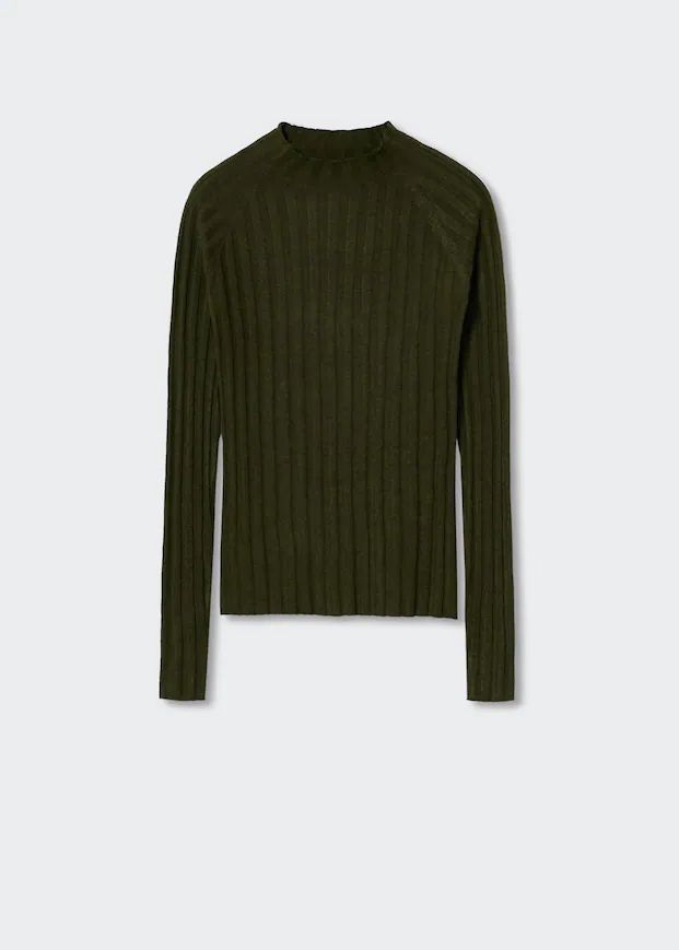 High collar ribbed knit  sweater -  Women | Mango USA | MANGO (US)