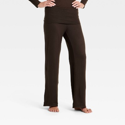 Women's Fold Over Waistband Hacci Lounge Pants - Auden™ Brown XS | Target