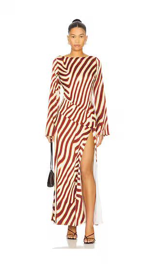 Montie Sleeved Maxi Dress in Montie Chocolate | Revolve Clothing (Global)