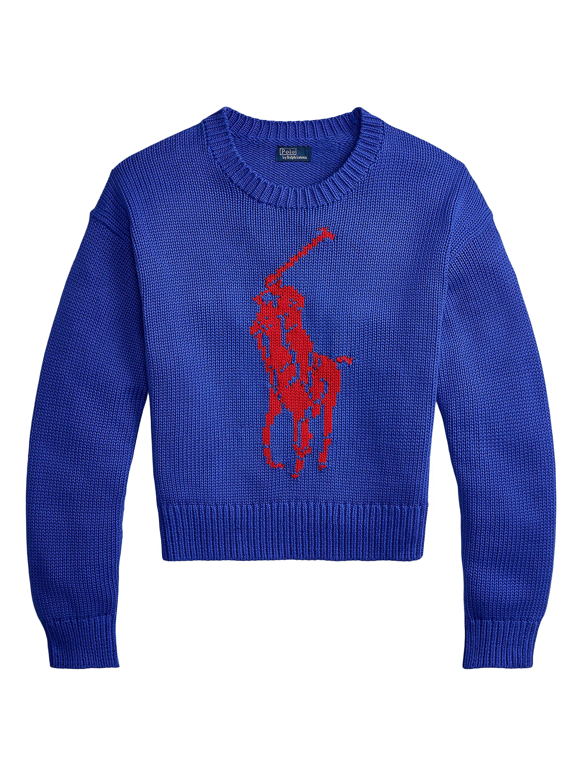Polo Ralph Lauren Logo-Knit Cotton Sweater | Saks Fifth Avenue | Saks Fifth Avenue