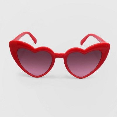 Women's Heart Shaped Plastic Sunglasses Silhouette - Wild Fable™ Red | Target