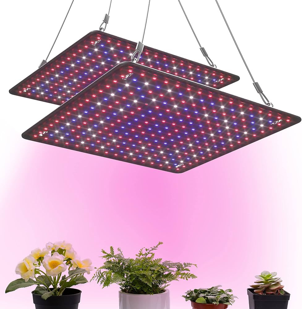 Uallhome 2 Pack LED Grow Light Panel 200W Lamp for Indoor Plants, Full Spectrum with White Blue R... | Amazon (US)