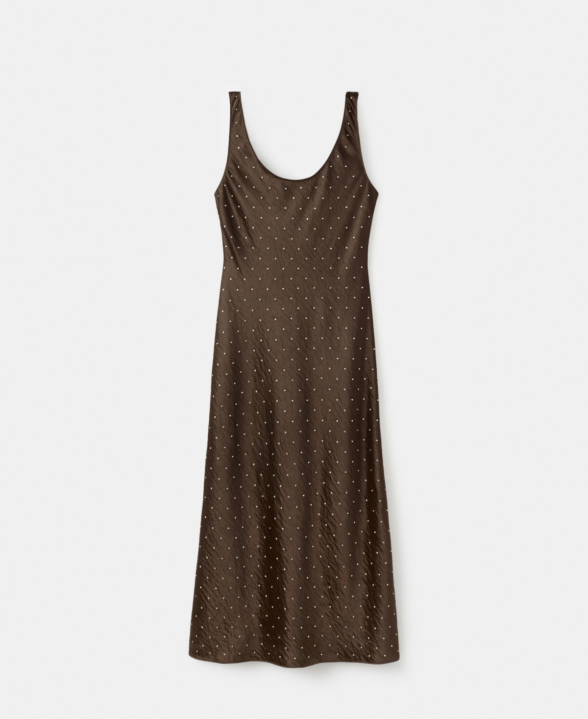 Mango Women's Crystals Satin Crinkle-Effect Dress - Brown | Macy's