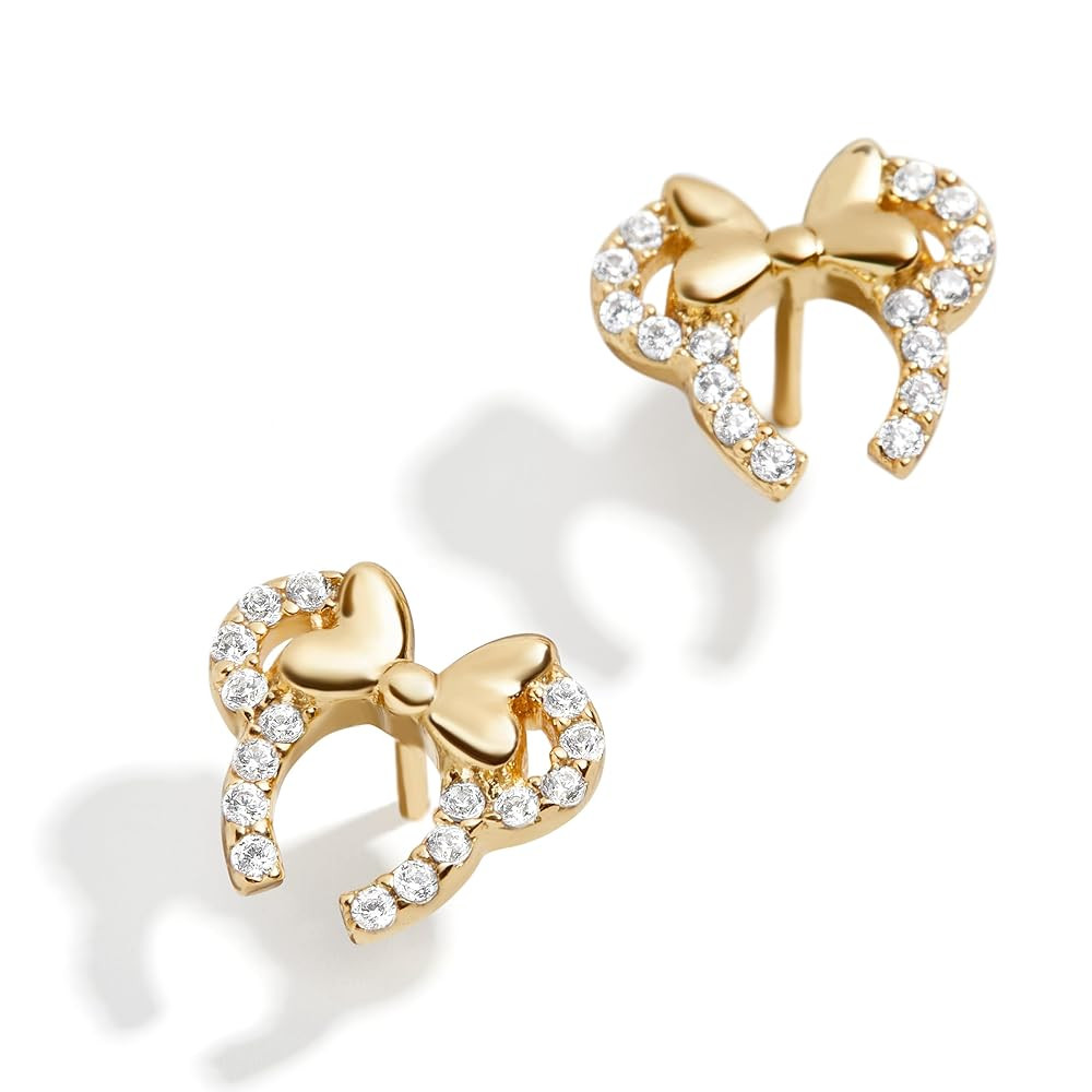 Disney's Minnie Mouse 18K Gold-Plated Sterling Silver Earrings - Clear/Gold | Amazon (US)