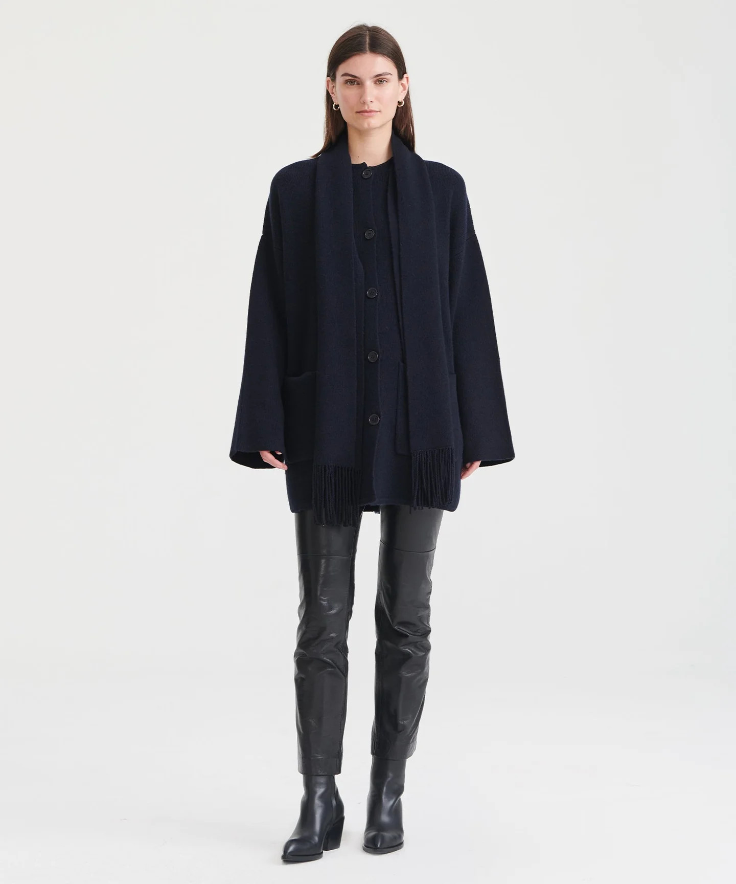 Cashmino Sweater Jacket with Removable Scarf | NAADAM