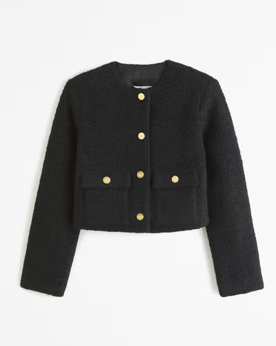 Women's Collarless Boucle Jacket | Women's Coats & Jackets | Abercrombie.com | Abercrombie & Fitch (US)