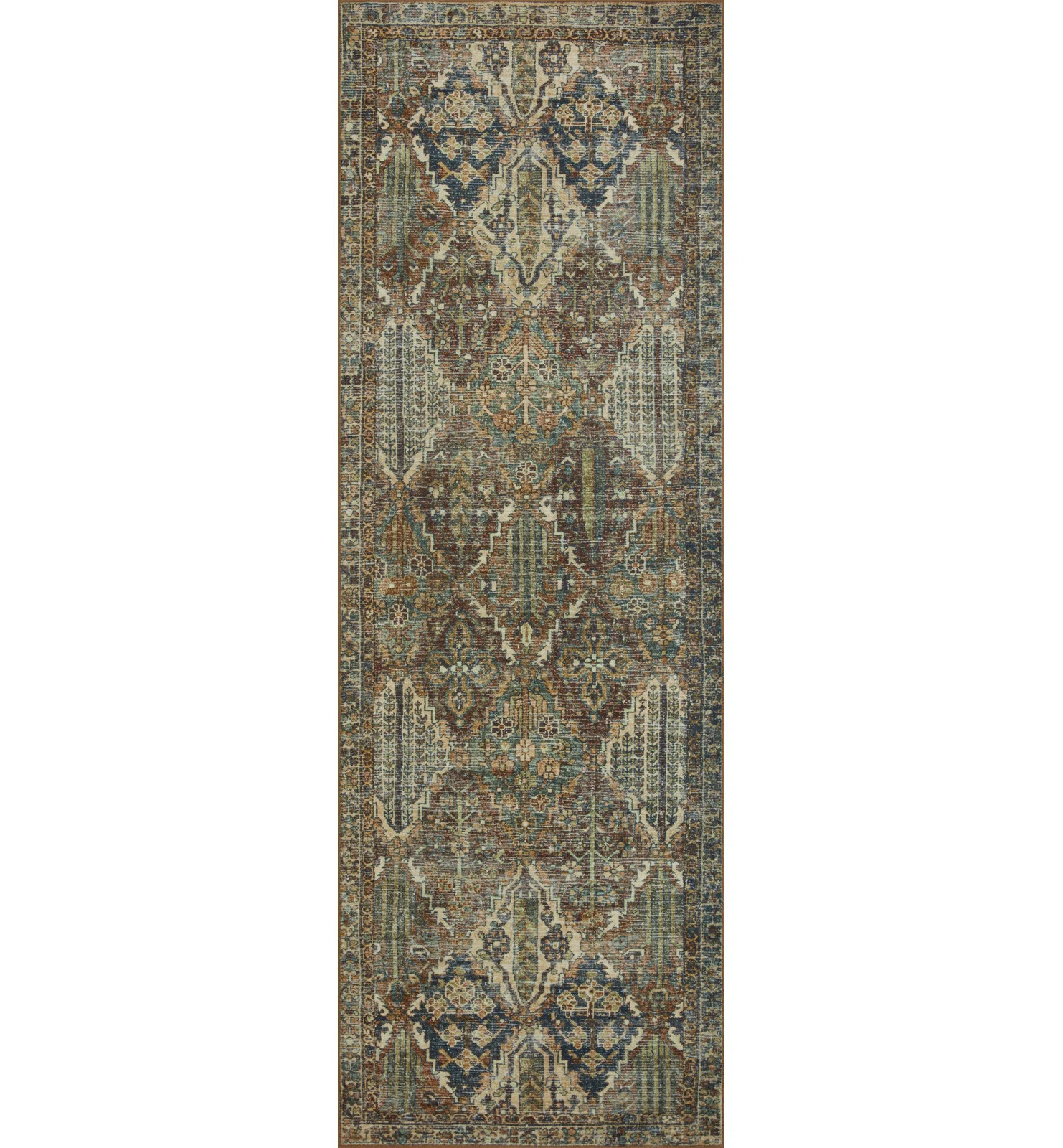 Magnolia Home By Joanna Gaines X Loloi Banks Machine Washable Spice / Blue Area Rug | Wayfair North America