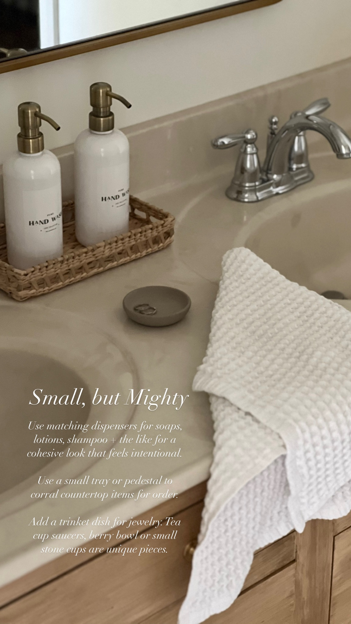 Bathroom decor like soap dispensers, trays, soap dishes, and trinket dishes are perfect for bathrooms.

Keep things tidy and uniform for a less cluttered look.

The polished jar
Target
Studio McGee
Amber interiors
Bathroom 
Spring decor

#LTKhome #LTKstyletip #LTKFind