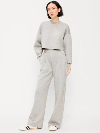 High-Waisted Bounce Fleece Wide-Leg Sweatpants | Old Navy (CA)