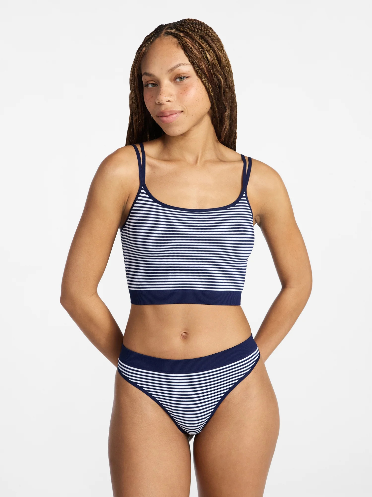 No Boundaries Seamless Cami Bra and Thong Panty Set, 2-Piece, Women's XS-XXXL - Walmart.com | Walmart (US)