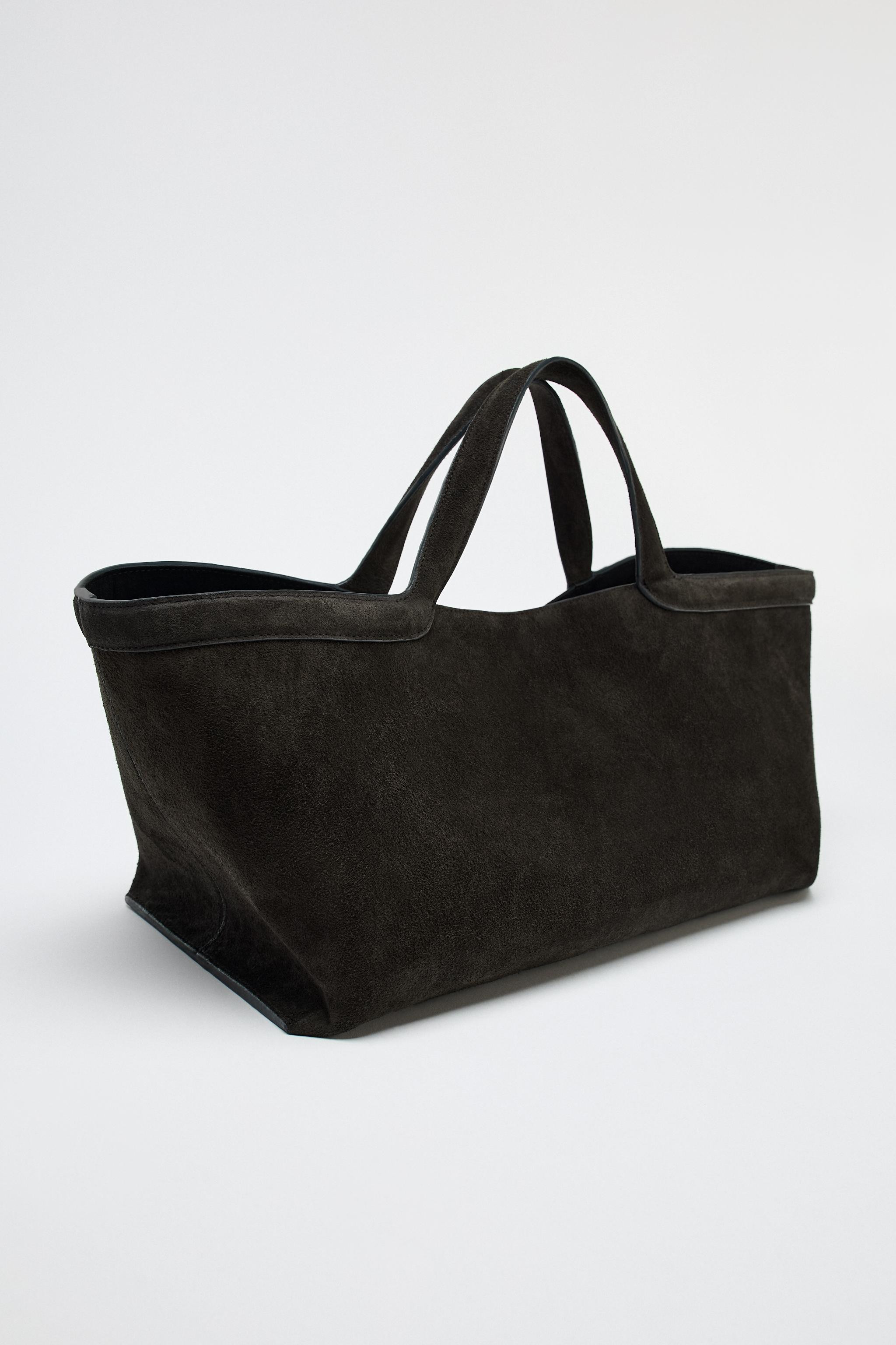 ELONGATED SUEDE TOTE BAG | Zara UK