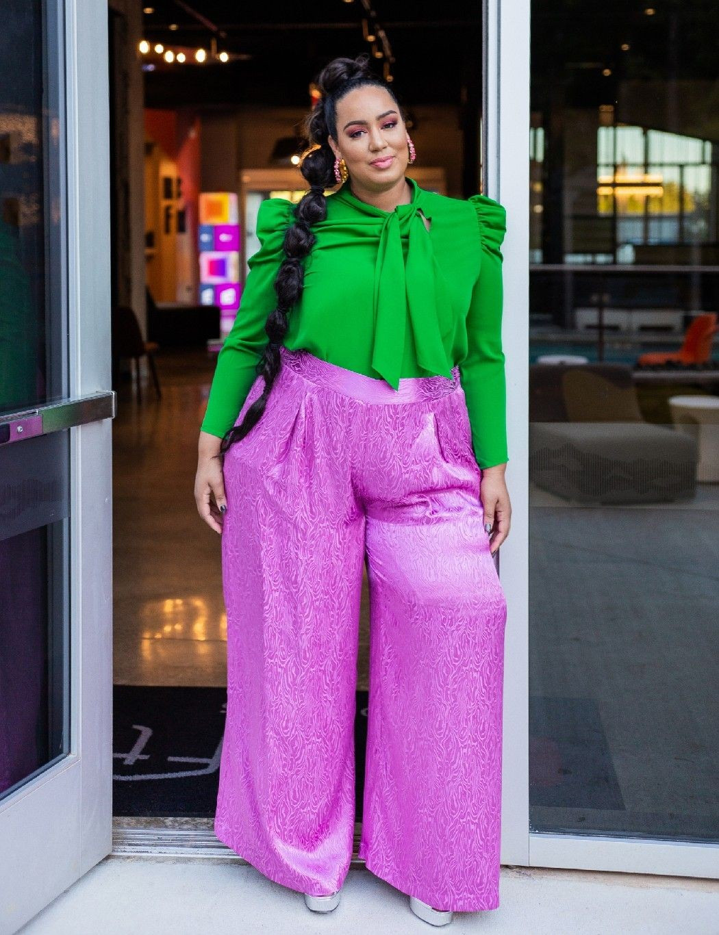 Satin Jacquard Palazzo Pant | Eloquii