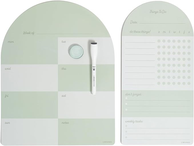 U Brands Dry Erase Calendar White Board for Fridge, 11" x 14", Sage Green | Amazon (US)