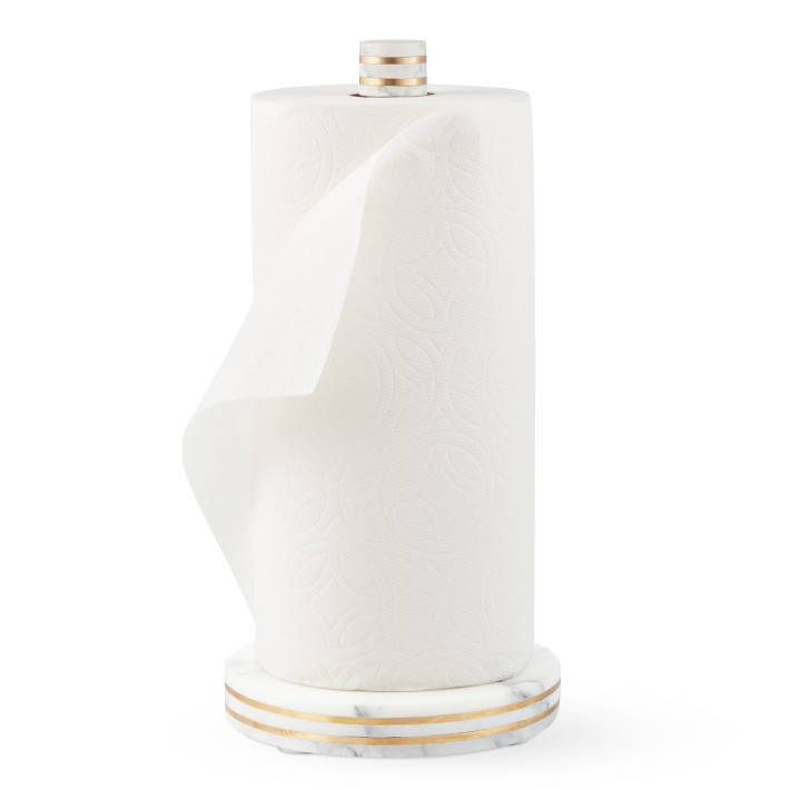 Arabescato Marble with Brass Inlay Paper Towel Holder | Williams-Sonoma