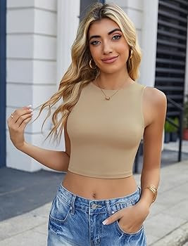 Avidlove Crop Tops for Women Crew Neck Basic Tank Sexy Double Lined Seamless Crop Going Out Summe... | Amazon (US)