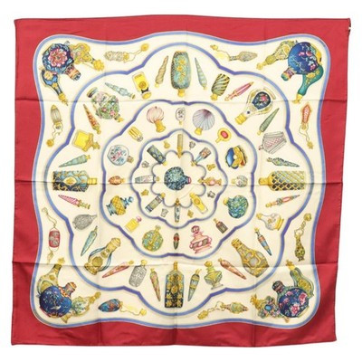 HERMES Carre 90 Scarf ""Pourvu qu'on oit l'ivresse"" Silk White Auth am8729 | eBay US