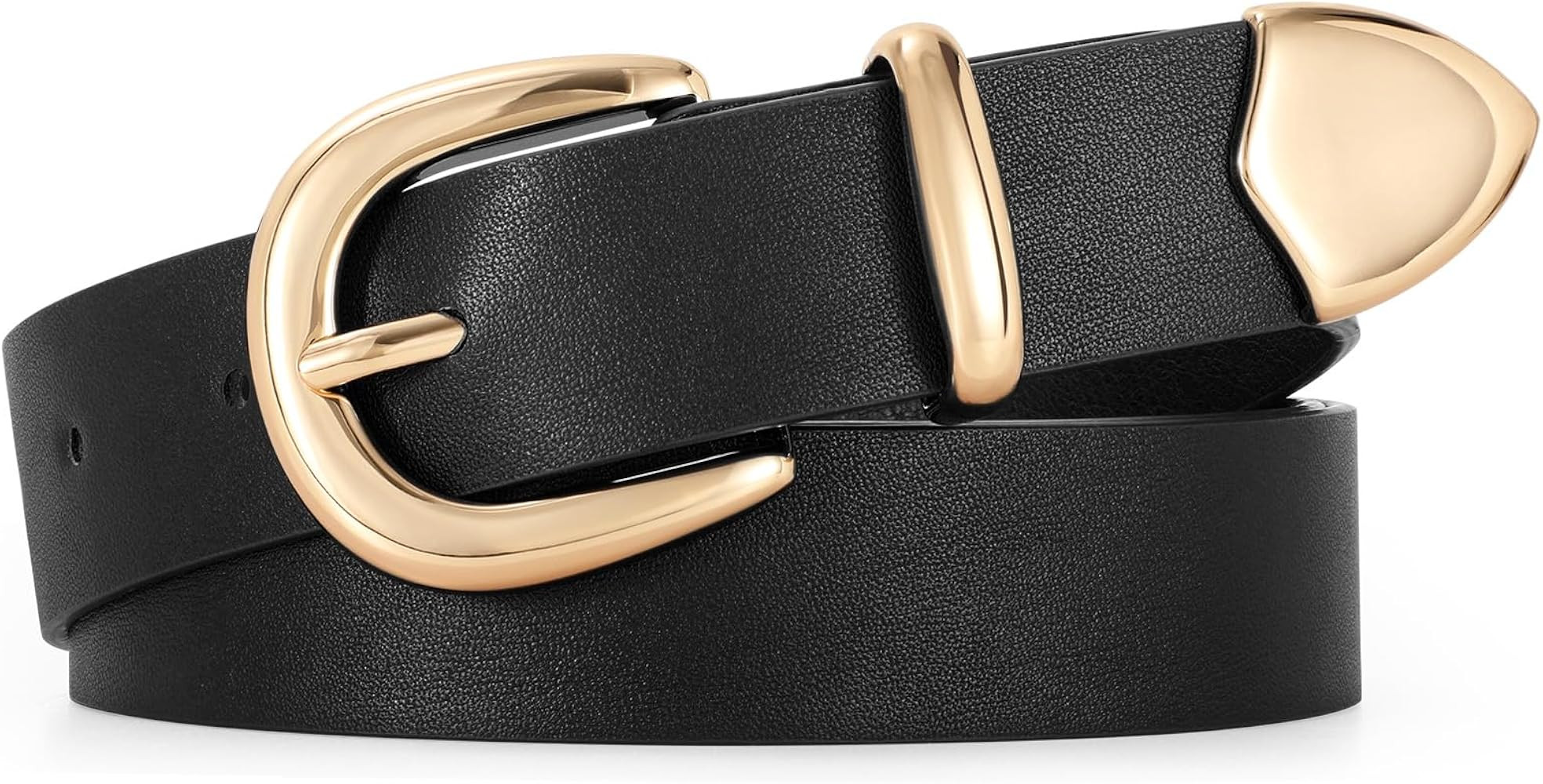 WERFORU Women Leather Belt for Jeans Pants Ladies Casual Waist Belt Fashion Belt with Gold Buckle | Amazon (US)