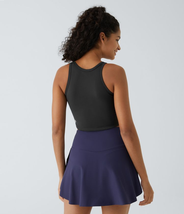 SpeedWave™ Curved Hem Cropped Skinny Quick Dry Tennis Tank Top | HALARA