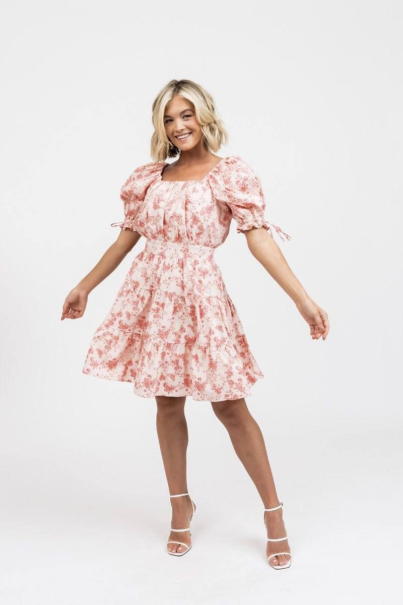 Puff Sleeve Dress - Pink Poppy | Rachel Parcell