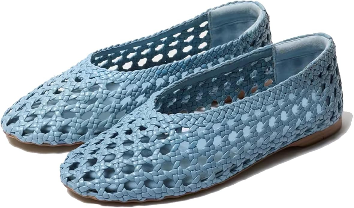 Woven Mesh Ballet Flats for Women Cute Round Toe Slip-On Ballerina Shoes Comfortable Causal Daily... | Amazon (US)