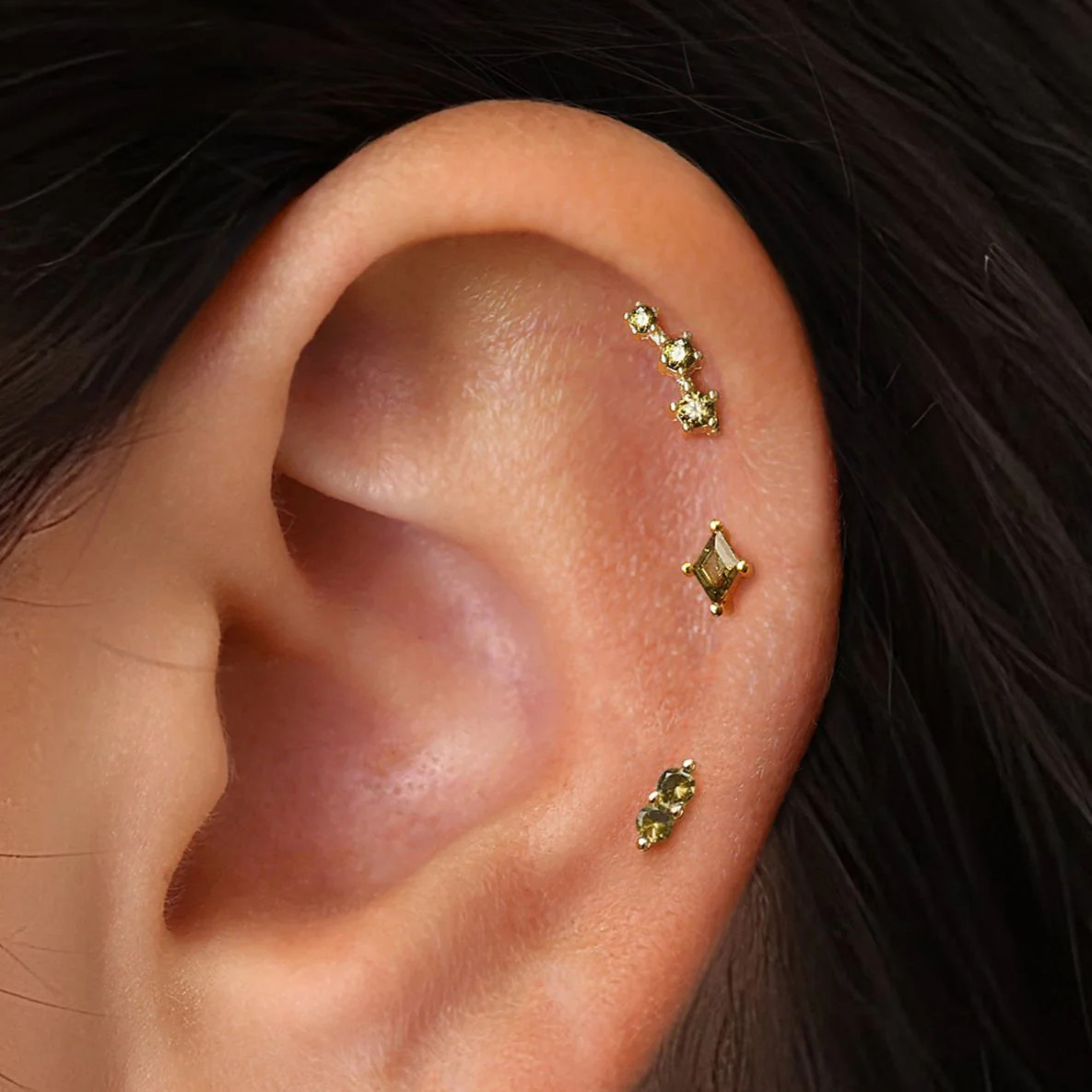 Dainty Peridot Flat Back Earring Set | eyrful | Eyrful Artistry