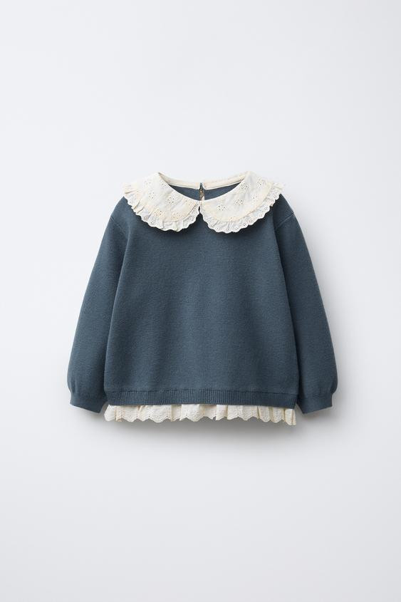 EMBROIDERED LACE KNIT SWEATER | Zara US