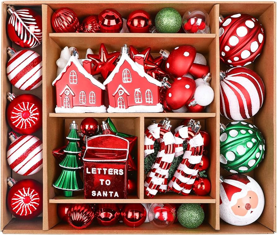 SHareconn 80ct Christmas Balls Ornaments Set, Shatterproof Plastic Colorful Xmas Decorative, Baub... | Amazon (US)