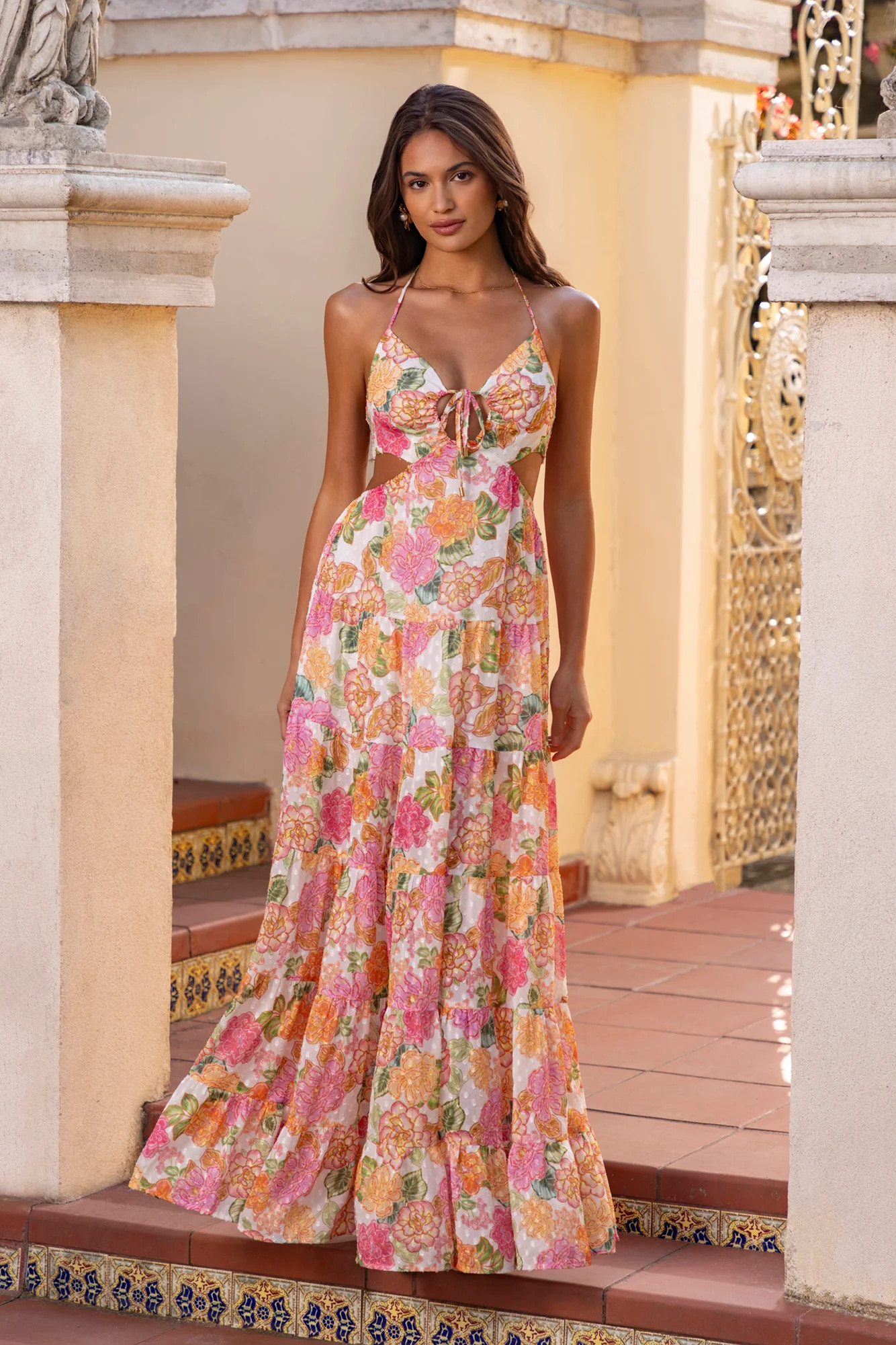 Beachfront Proposal Halter Maxi Dress Orange | Hello Molly (AU)