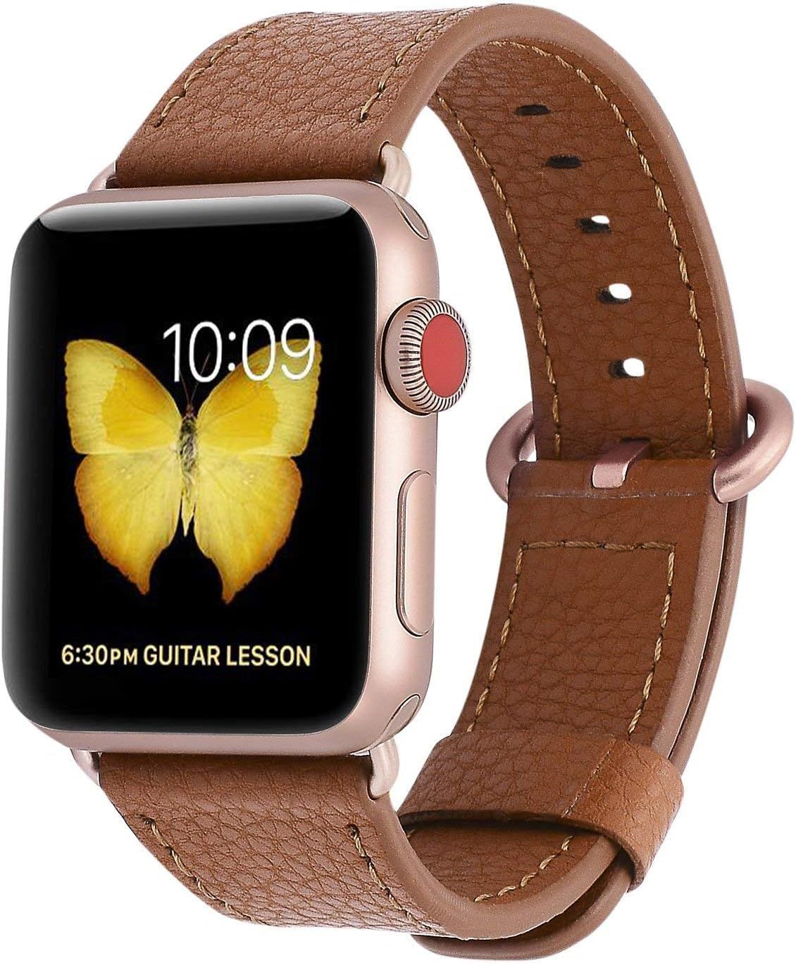 JSGJMY Compatible with Apple Watch Band 38mm 40mm 42mm 44mm Women Men Genuine Leather Replacement... | Amazon (US)