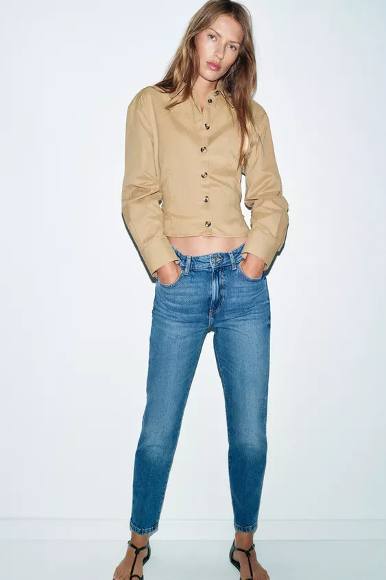 Z.01 MOM FIT HIGH WAIST IRONED CREASE JEANS | Zara US