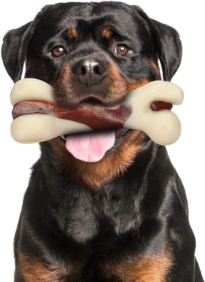 Tikaton Dog Chew Toys for Aggressive Chewers, Beef Flavor Durable Teething Bones for Large/Medium... | Amazon (US)