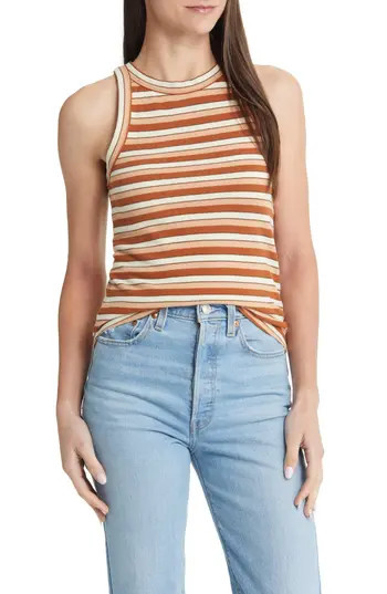 Treasure & Bond Stripe Tank Top in Brown Leeland Stripe at Nordstrom Rack, Size Small | Nordstrom Rack