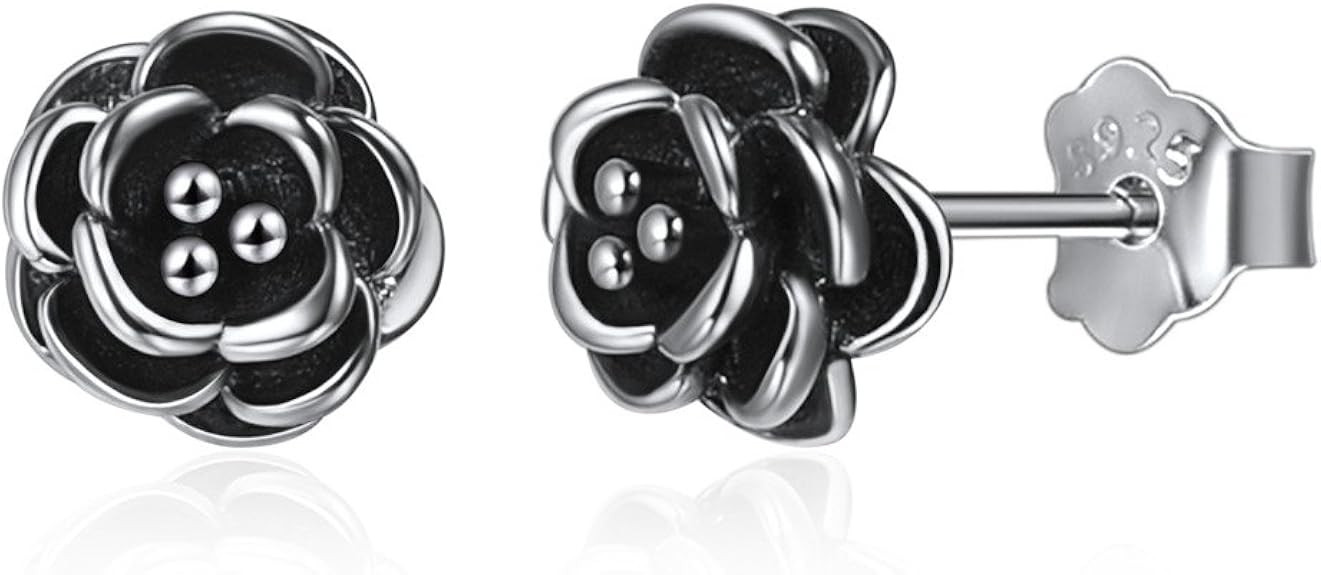 ChicSilver 925 Sterling Silver Rose Flower Stud Earrings Cubic Zirconia Inlaid Hypoallergenic Ear... | Amazon (CA)