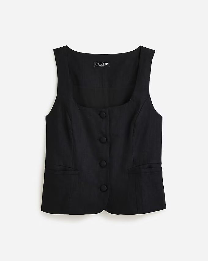 Scoopneck linen-blend vest | J.Crew US