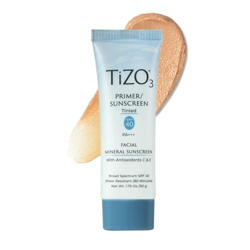 TiZO3 Facial Mineral Sunscreen and Primer, Tinted Broad Spectrum SPF 40 with Antioxidants, Sheer matte finish, Fragrance-Free, Oil-Free, Dermatologist-recommended, PA+++ 1.75 oz | Amazon (US)
