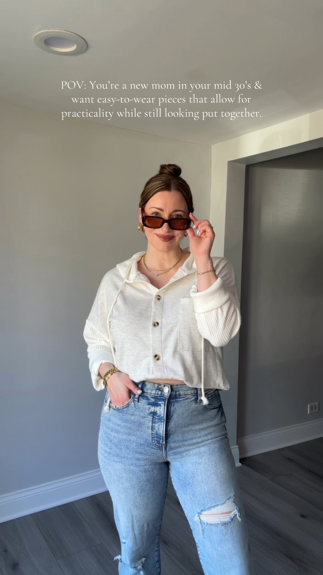 Oversized Sweatshirt Women Loose Fit Casual Long Sleeve Button Hooded Sweatshirts Hoodies with Pocket, spring, easy outfit, casual outfit, denim, medium wash denim, sneakers, sunglasses, Amazon, Amazon find, mom, new mom

#LTKFindsUnder100 #LTKFindsUnder50 #LTKStyleTip