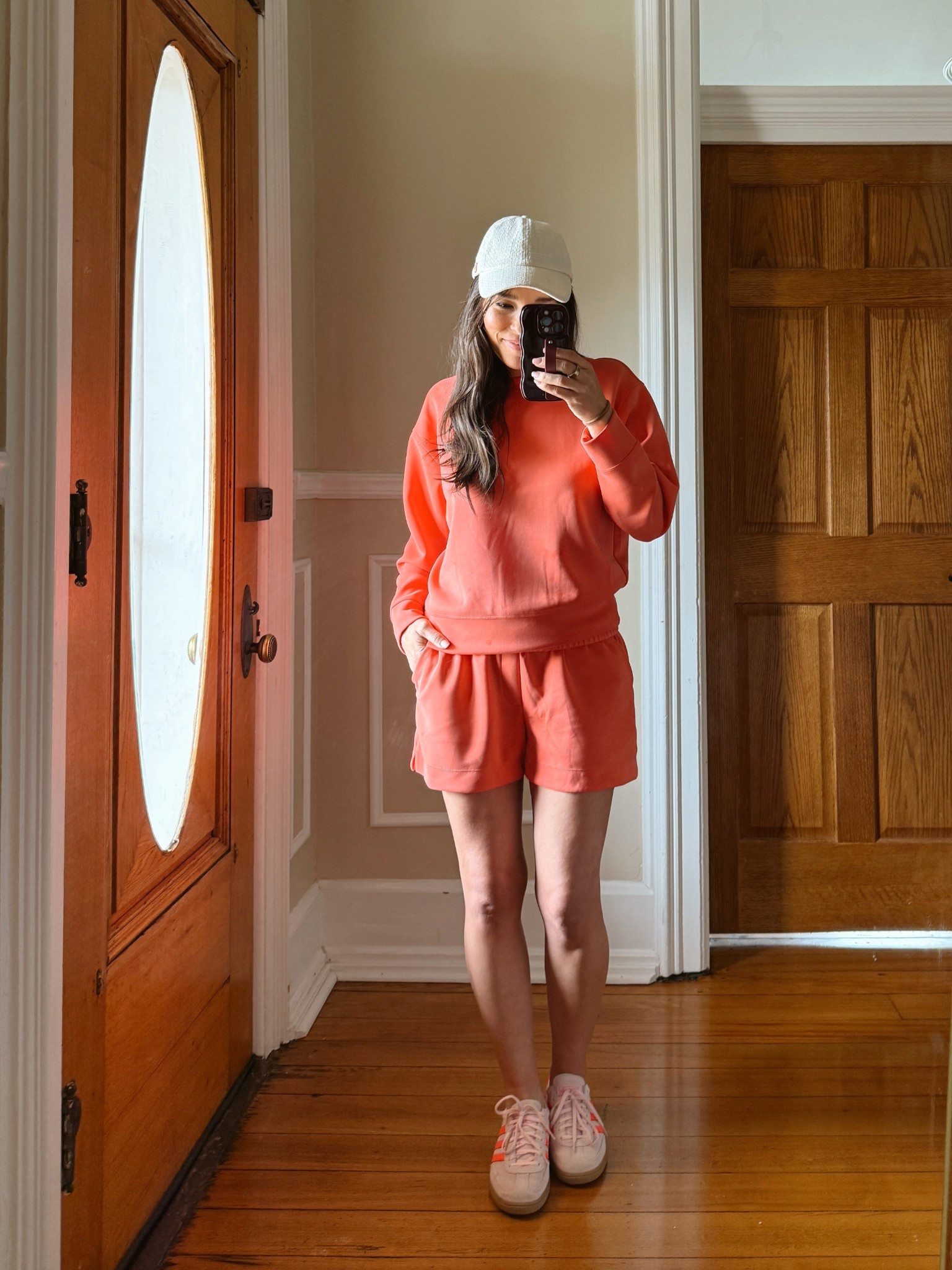 Such a comfortable and soft pullover sweatshirt and shorts set from Target! Runs big, size down. Wearing an XS top and Sm bottoms.