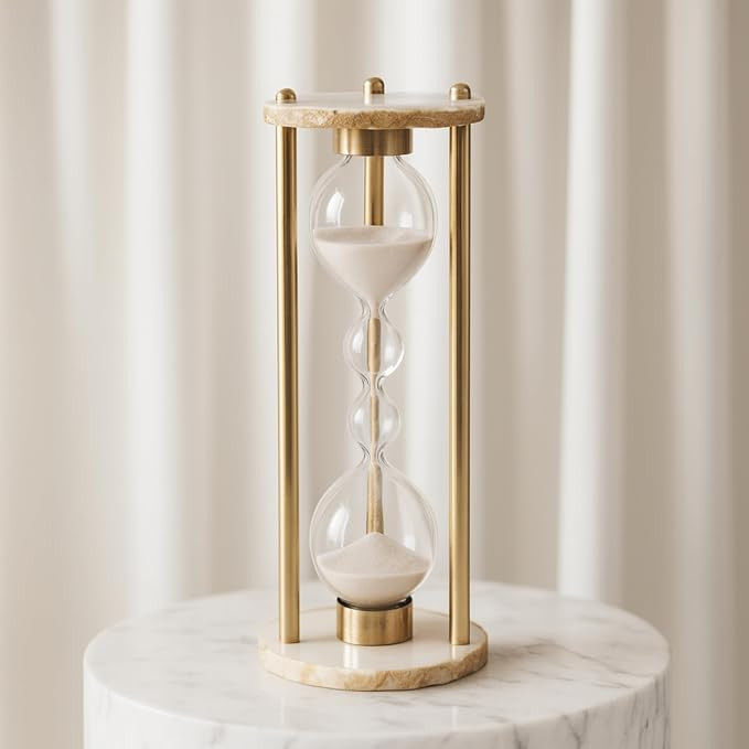 Madison Resin Hourglass Decorative Object – Metal & Glass Modern Home Decor Accent – Shelf St... | Amazon (US)