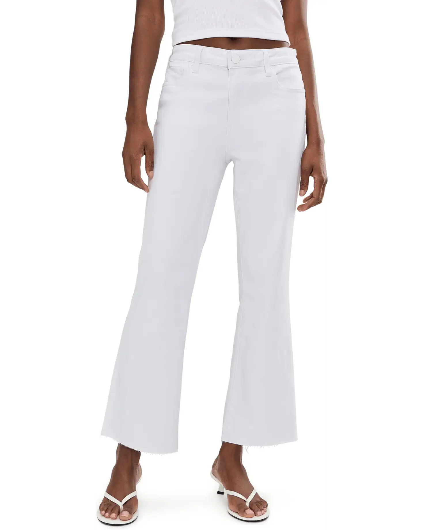 Kelsey High-Rise Ankle Flare With Raw Hem in Optic White | Zappos