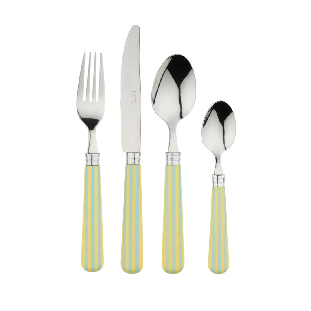 Lemon & Blue Stripe Cutlery Set | In the Roundhouse